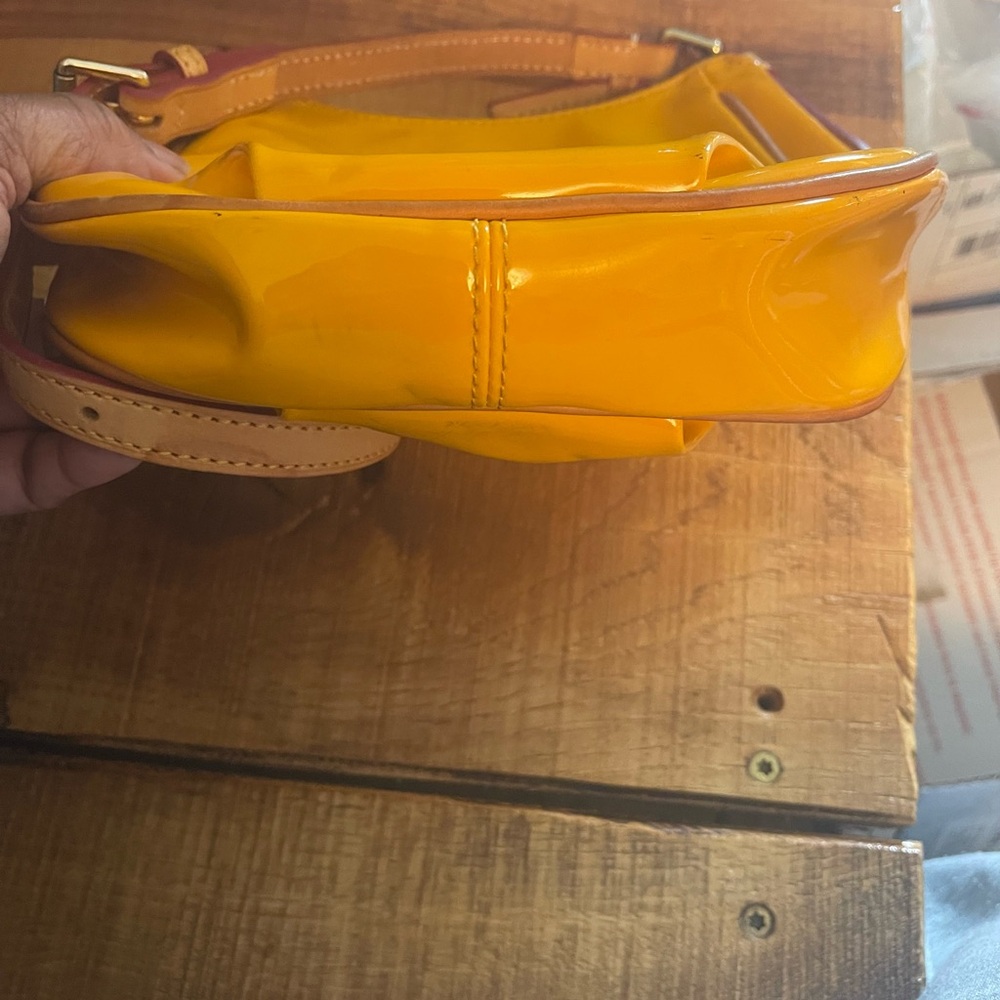 Dooney & Bourke Glossy Yellow and Tan Shoulder Bag - Picture 5 of 8